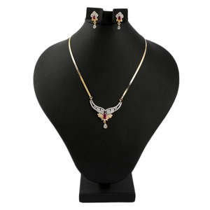 American Diamond <b>Locket</b> Set - Golden - Product Image 1