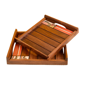 Vente en gros de plateau de service en acacia naturel de très grande qualité au design personnalisé grand plateau en bois sûr pour les assiettes de plats de service - Product Image 3