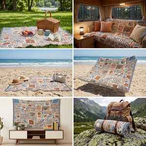 HYUGA High Quality Durable Compact Cotton <b>Camping</b> Blanket Portable Comfortable <b>Sofa</b> Blanket Sleeping Lightweight Picnics - Product Image 6