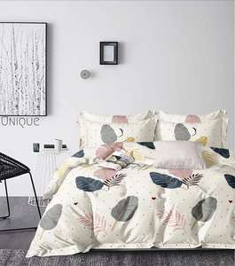 Ensemble de literie 3 pièces en microfibre imprimée 100 % biologique, luxe, 100 fils/cm², draps-housses doux et rafraîchissants, toutes saisons - Product Image 1