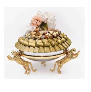 Bol à chocolat rond en métal fait à la main, écologique, nouveau style, avec support panthère, pour les fêtes, les rendez-vous et les services de table de mariage - Product Image 1