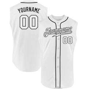 Camiseta de béisbol sin mangas auténtica blanca y negra personalizada ropa de equipo personalizada superventas - Product Image 1