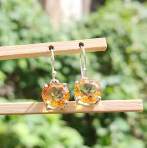 Pendientes de Citrino en Plata de Ley 925, Diseño Artesanal, Joyería con Piedra de Nacimiento de Noviembre, Regalo para Mujer, Aniversario - Product Image 4