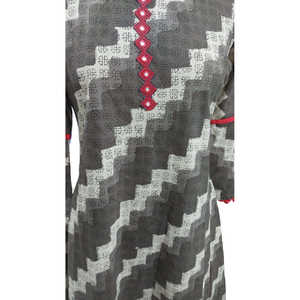 Kurta A-Line en coton beige confortable pour femme avec miroir imprimé zig-zag élégant travail chemisier et chemise confortables et élégants - Product Image 5