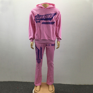 Chándal acampanado negro personalizado para hombre, ropa de calle, pantalones apilados para mujer, conjuntos de 2 piezas, chándal con bolsillos para primavera - Product Image 2