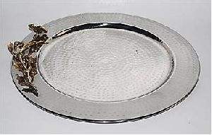 Assiette de service de restauration d'hôtel assiette de chargeur en cuivre Antique de styliste assiette ronde décorative de service de nourriture assiette de chargeur en métal en cuivre - Product Image 3