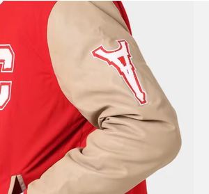 Custom Mens Varsity Chaquetas Logotipo personalizado Streetwear Bordado Bomber Chaquetas Pu Mangas de cuero - Product Image 2