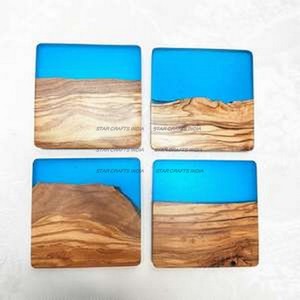 Posavasos de buena calidad de nuevo estilo, posavasos lustroso de resina epoxi de calidad de Río de madera y resina para oficina y hogar de SCI - Product Image 5