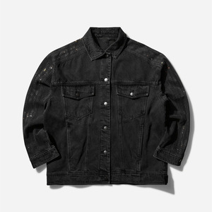 Veste en jean vintage de qualité supérieure, écologique, pour homme, avec logo sur le devant, coutures durables, mode hiver, 100% biologique - Product Image 1