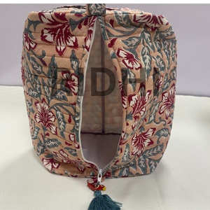 Sac fourre-tout matelassé multi-usages en tissu écologique imprimé personnalisé, motif floral pêche, avec fermeture éclair, pour cosmétiques, courses et usage quotidien - Product Image 5