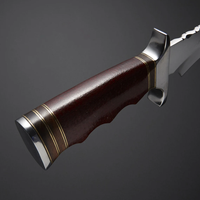 Sharp Bowie Couteaux de chasse à lame fixe Couteaux russes forgés à la main en gros avec garde-main Manche en bois Couteau tactique