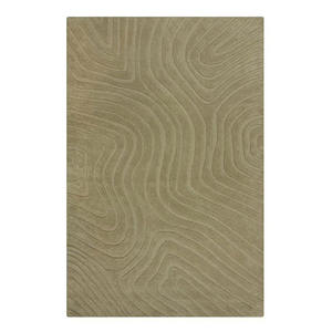 Tapis personnalisé beige en laine à vagues abstraites Tapis texturé tufté à la main pour salon et chambre à coucher modernes - Product Image 2