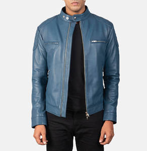 Nouvelle arrivée Vintage marron 100% peau de vache mince mode Biker veste pour hommes en cuir véritable léger XL taille pour l'hiver - Product Image 2