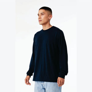 Airlume-Camiseta de manga larga Unisex, Camisa de algodón 50% rayón 25%, sólida, azul marino, Triblend, 25% poliéster, 3,8 - Product Image 2