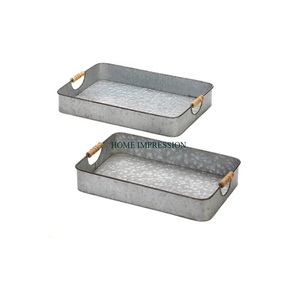 Plateau de service en métal fabricants Promotion à bas prix maison hôtel Simple bord galvanisé fruits Snack plateau revêtement alimentaire sûr - Product Image 1