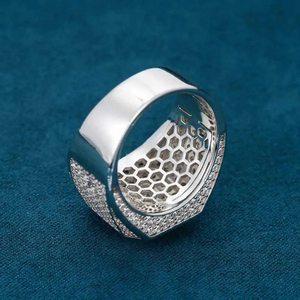 Custom Fashion Jewelry High Quality Iced Out 925 Sterling <b>Silver</b> Round Cut Moissanite Diamond Trendy Design <b>Ring</b> <b>For</b> <b>Men</b> - Product Image 5