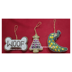 เครื่องประดับงานปักลาย zari พร้อมลูกปัดสำหรับตกแต่งบ้านและต้นคริสต์มาส - Product Image 1