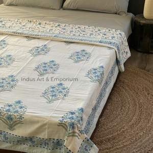 Algodón suave rosa impreso dohar mano bloque estampado Boho jaipuri manta doble Dohar - Product Image 2