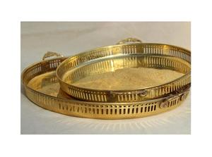 Unique Design Brass Standard Serving Thal with Good <b>Handles</b> Quality Tray Use for <b>Kitchen</b> Thal - Product Image 2