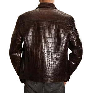 แจ็กเก็ตหนังแกะแท้ลายจระเข้สำหรับผู้ชาย - Product Image 3