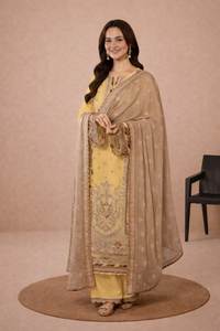 Traje/Conjunto Islámico Salwar Kameez de Tela Georgette Sintética Resistente con Bordado Elegante y Corte Recto a un Precio Razonable - Product Image 4