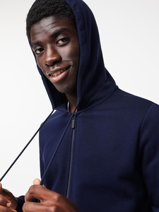 Nueva llegada Basics Sudaderas con capucha para hombre Sudadera con capucha de manga larga con bolsillo en color azul - Product Image 2