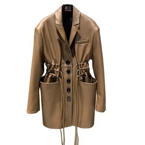 Autumn Luxury Real Sheep Leather Women's <b>Long</b> Blazer Waterproof Waistline <b>Coats</b> for <b>Men</b> - Product Image 1