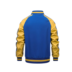 Elegante chaqueta de cuello de béisbol para hombre-Color Block, Zip-Up, poliéster, lavable a máquina-Perfecto para Otoño e Invierno - Product Image 2