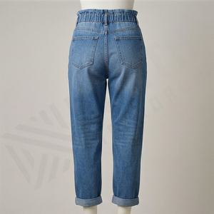 Wholesale <b>Women</b> Customized Color Flat Front High Waist Vintage Denim Pants Cotton Quality Hot Sale Stylish Trousers Ladies Wear - Product Image 2