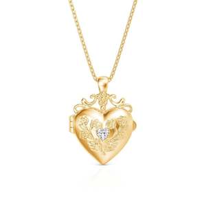 Collier médaillon photo cœur vintage personnalisé Jeulia en acier inoxydable plaqué or avec diamant et perle - Product Image 2