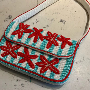 Sac à perles multicolores avec poignée, sac à main, sac à main décontracté, artisanat indien, fait à la main, sac baguette, - Product Image 1
