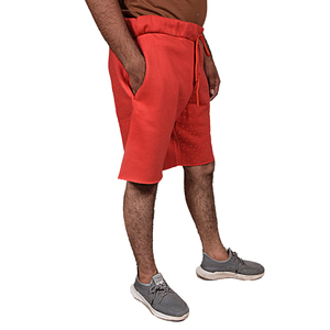 Pantalon en coton épais personnalisé ourlet brut plaine polaire Streetwear strass imprimé Shorts sport cordon Joggers Shorts oem - Product Image 3