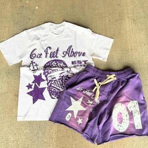 Custom Manufacture Wholesale <b>Top</b> Quality Custom Design Digital Print <b>Short</b> <b>Set</b> Screen Print Acid Wash T Shirt & <b>Shorts</b> - Product Image 1