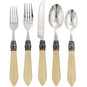 Cubiertos de acero inoxidable con acabado plateado y mango de Color verde, cubiertos aptos para lavavajillas, para uso en bodas y hoteles, Juego de 4 - Product Image 4