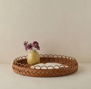 ถาดเสิร์ฟหวายกลมธรรมชาติสำหรับใช้ตกแต่งเครื่องดื่มและเครื่องประดับ - Product Image 1