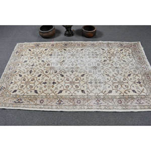 Alfombra turca Vintage de 39x41 pies, beige, marrón, clásica, área grande, patrón rectangular, Material de lana, diseño de retales de látex para pasillo - Product Image 3