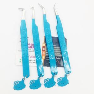 Pinzas con abalorio de Hello Kitty, pinzas profesionales para pestañas, acero inoxidable, antimagnético, duradero, embalaje personalizado y logotipo de visón - Product Image 4