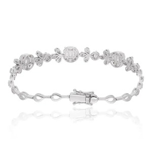 สร้อยข้อมือเพชรมอยส์ซอไนต์ตัดสวยงามทำจากสเตนเลสสตีลเครื่องประดับรูปดอกไม้มีเอกลักษณ์ของขวัญที่ดีที่สุดเท่าที่เคยมีมา - Product Image 2