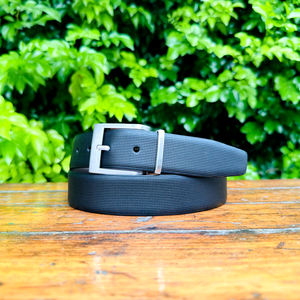 Ceinture en Cuir Véritable Réversible de Qualité Supérieure Unisexe Double Face Motif Géométrique Bicolore Profil en Relief Thermique Style Formel 35MM - Product Image 1