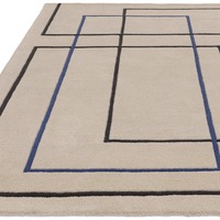 Contemporary Designer Floor Rug Linear Beige Hand Tufted Wool Area Carpet Durable Modern Solid Color High Pile Reversible Pet