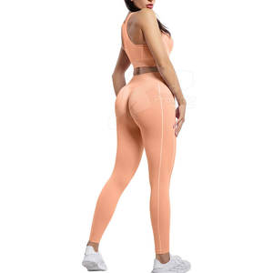 Ensemble de yoga pour femmes, best-seller, haute qualité, 2 pièces, devant uni, en Spandex/Polyester, respirant, écologique, vente en gros pour adultes - Product Image 5