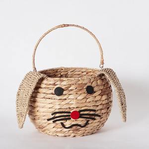 Cute water hyacinth rabbit basket for festival holiday <b>accessories</b> <b>bunny</b> flower gift baskets - Product Image 2