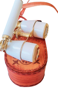 Binoculares blancos de cristal de ópera de nácar de latón náutico hechos a mano con Funda de cuero decorativa para regalos - Product Image 6