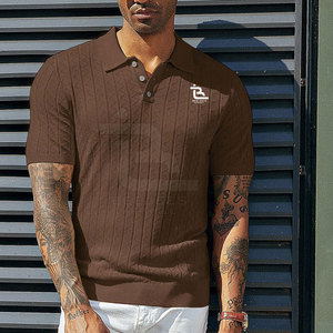 Color sólido de tamaño personalizado de los hombres para la camiseta del polo 100% de algodón desgaste del verano con la textura de punto para adultos - Product Image 6