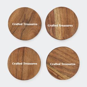 Offre Spéciale personnalisé 4 pièces ensemble de sous-verre fait à la main logo personnalisé acacia en bois et belle conception sous-verres fabrication - Product Image 1
