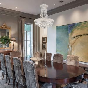 Modern Crystal <b>Chandelier</b> Light Fixtures - D23.6 inch, 10 Lights <b>Chrome</b> Ceiling <b>Chandelier</b>, Pendant Lighting for Living - Product Image 3