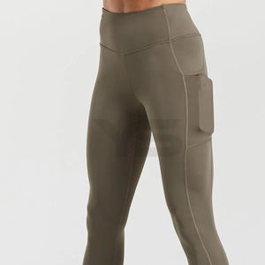 Ropa deportiva de cintura alta para mujer, mallas ajustadas para entrenamiento, diseño liso a la moda, logotipo personalizado, pantalones de gimnasio, mallas de Yoga informales - Product Image 3