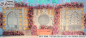 Outdoor Wedding <b>Mirror</b> Work Arch <b>Panel</b> Frames Elegant Moroccan Style Wooden Backdrop With Floral Decors For Wedding Decoration - Product Image 4