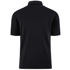 Polos pour hommes en polyester piqué vierge uni de couleur noire Polo de golf décontracté uni avec logo brodé personnalisé - Product Image 6