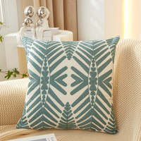 Ensemble de 2 coussins carrés super doux en mélange de coton texturé 18''x18'' avec motif brodé pour la literie, le sol et la décoration